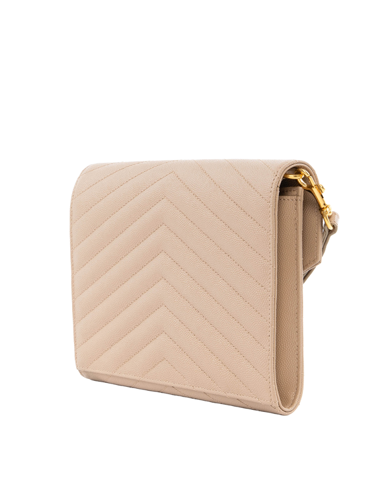YSL CLUTCH BEIGE CHEVRON GHW ALM 617662 0120 7061