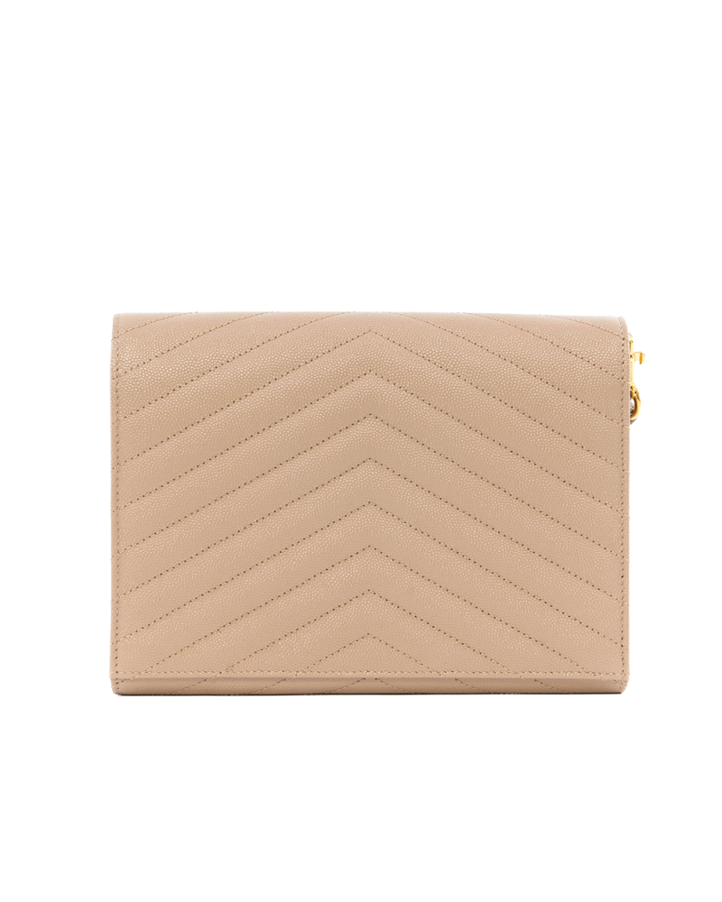 YSL CLUTCH BEIGE CHEVRON GHW ALM 617662 0120 7062