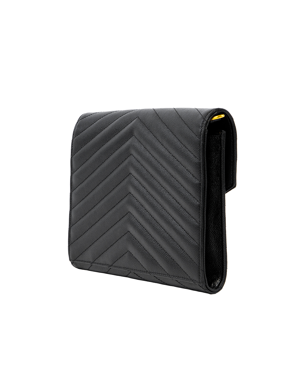 YSL CLUTCH BLACK CHEVRON GHW ALM67662 0622 0088