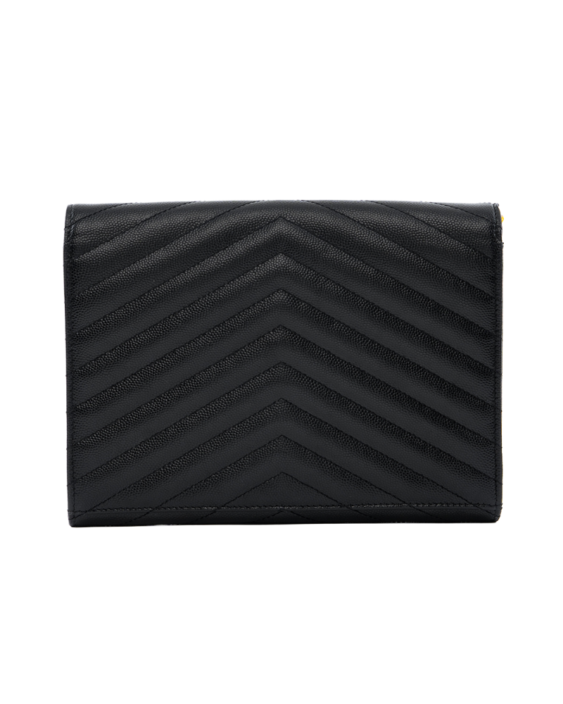 YSL CLUTCH BLACK CHEVRON GHW ALM67662 0622 0089