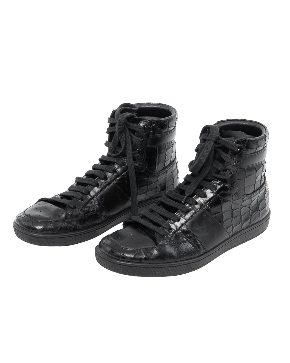 YSL HIGH TRAINERS SNEAKER 41.5 BLACK CROC 4223