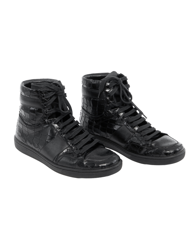 YSL HIGH TRAINERS SNEAKER 41.5 BLACK CROC 4224