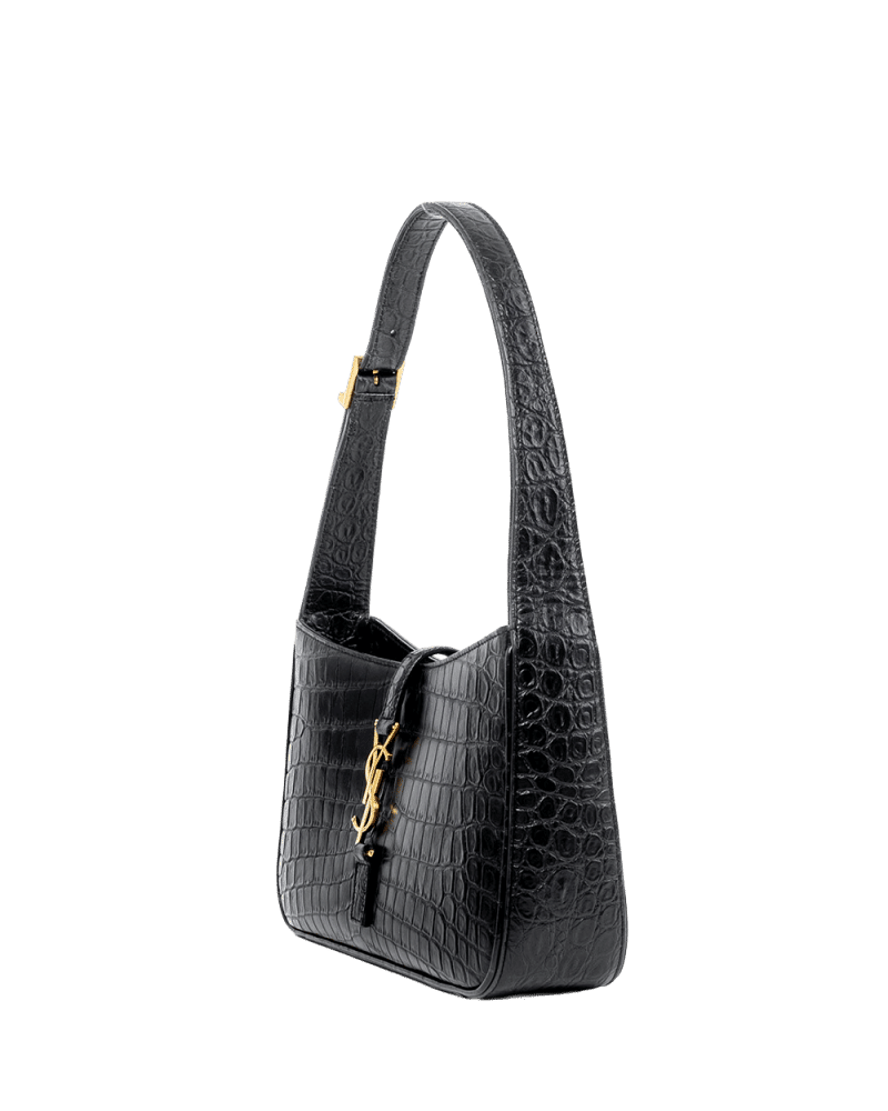 YSL HOBO 9.5 BLACK CROC EMBOSSED GHW 03543