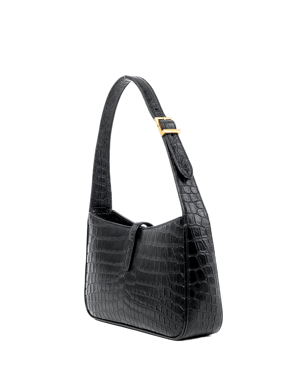 YSL HOBO 9.5 BLACK CROC EMBOSSED GHW 03544