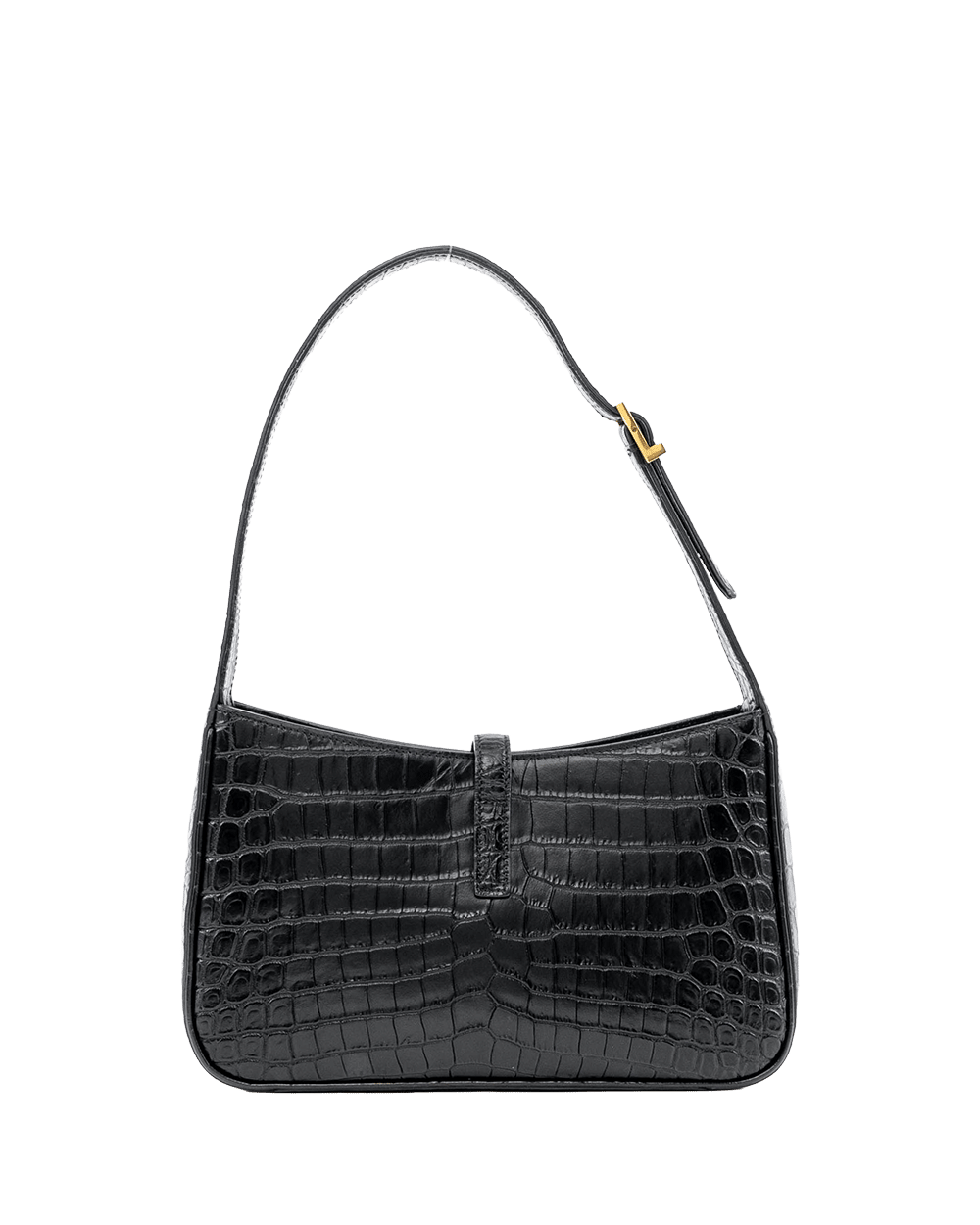 YSL HOBO 9.5 BLACK CROC EMBOSSED GHW 03545