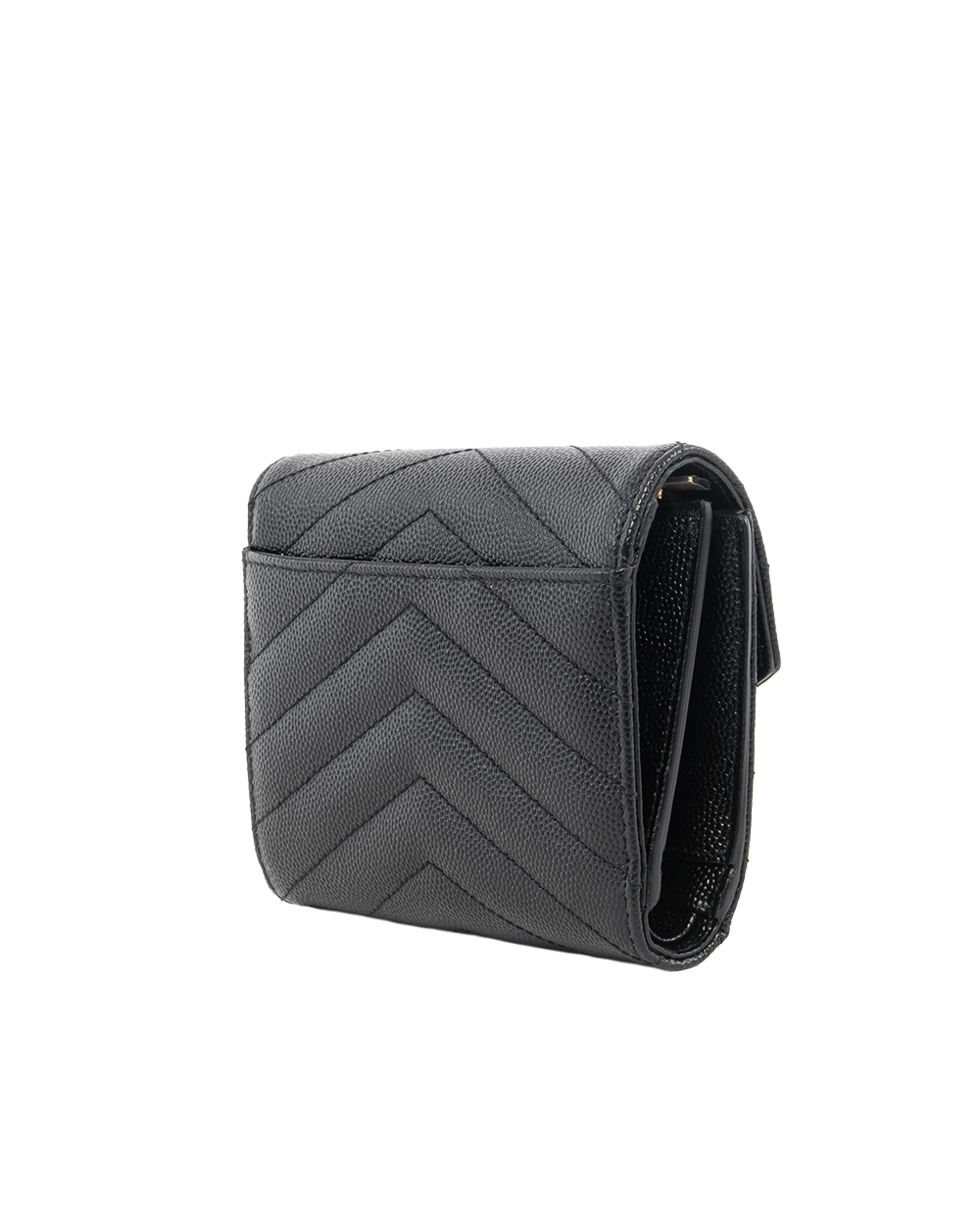 YSL TRI FOLD WALLET SHORT BLACK CHEVRON GHW 5573