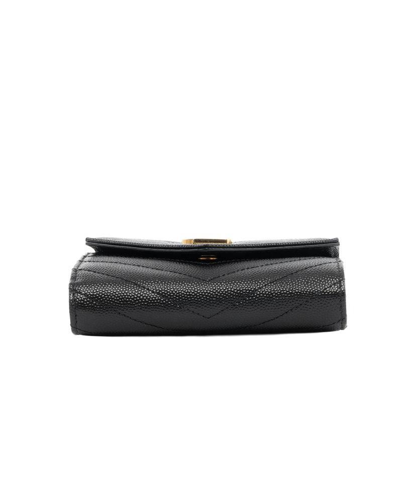 YSL TRI FOLD WALLET SHORT BLACK CHEVRON GHW 5575