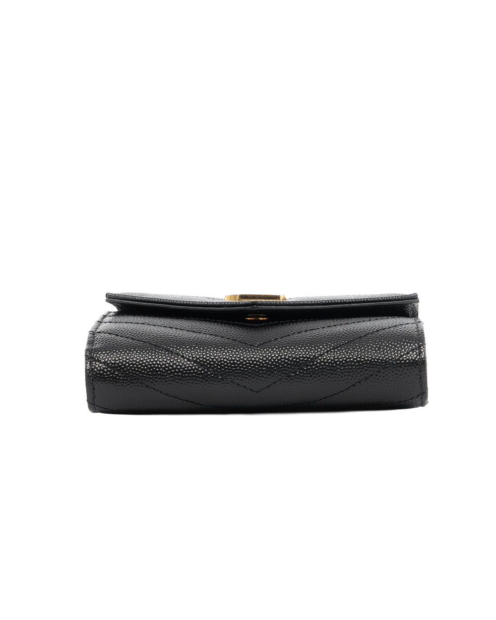 YSL TRI FOLD WALLET SHORT BLACK CHEVRON GHW 5575