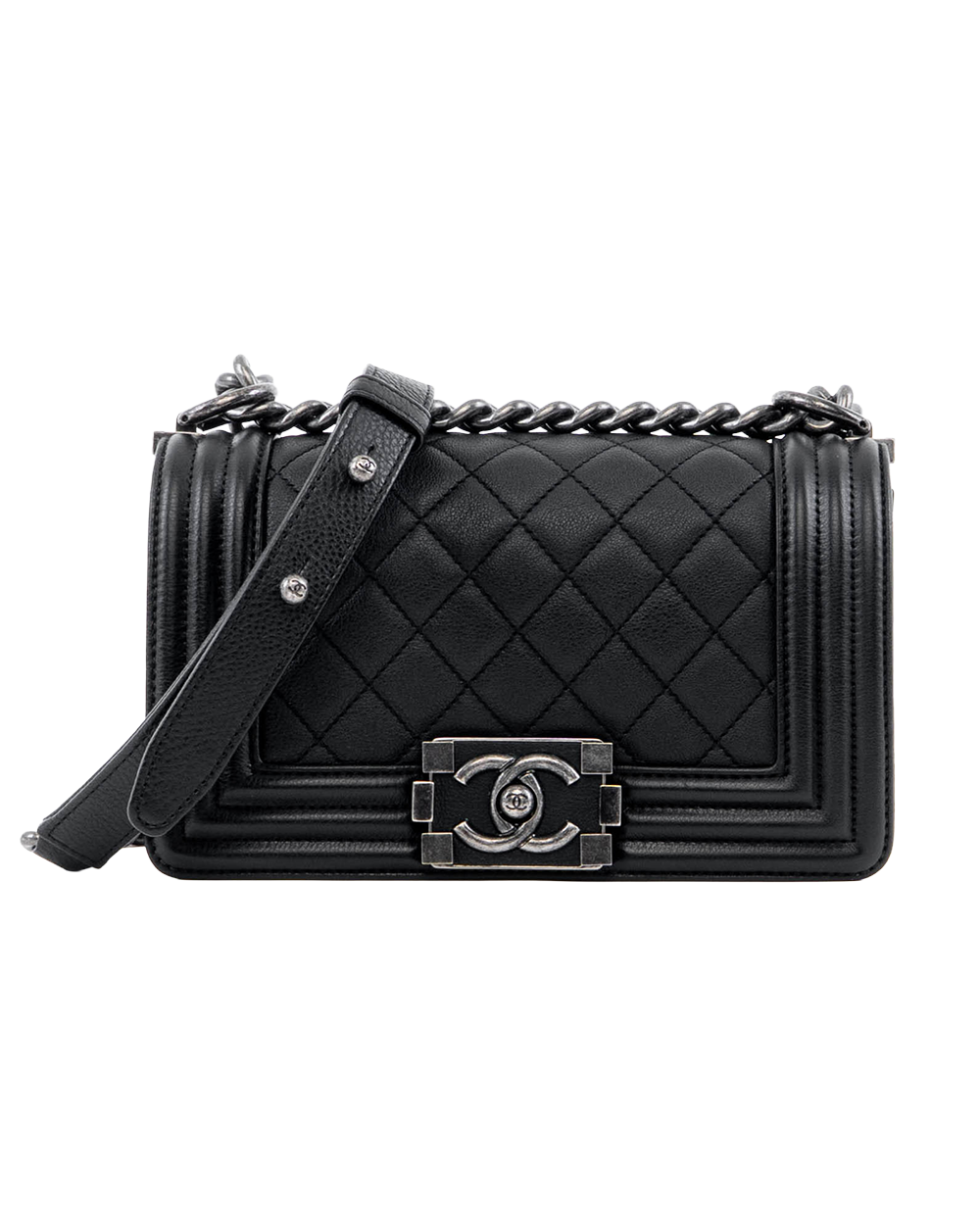 BA254031 CHANEL BOY 8 BLACK CALF RHW 23397081