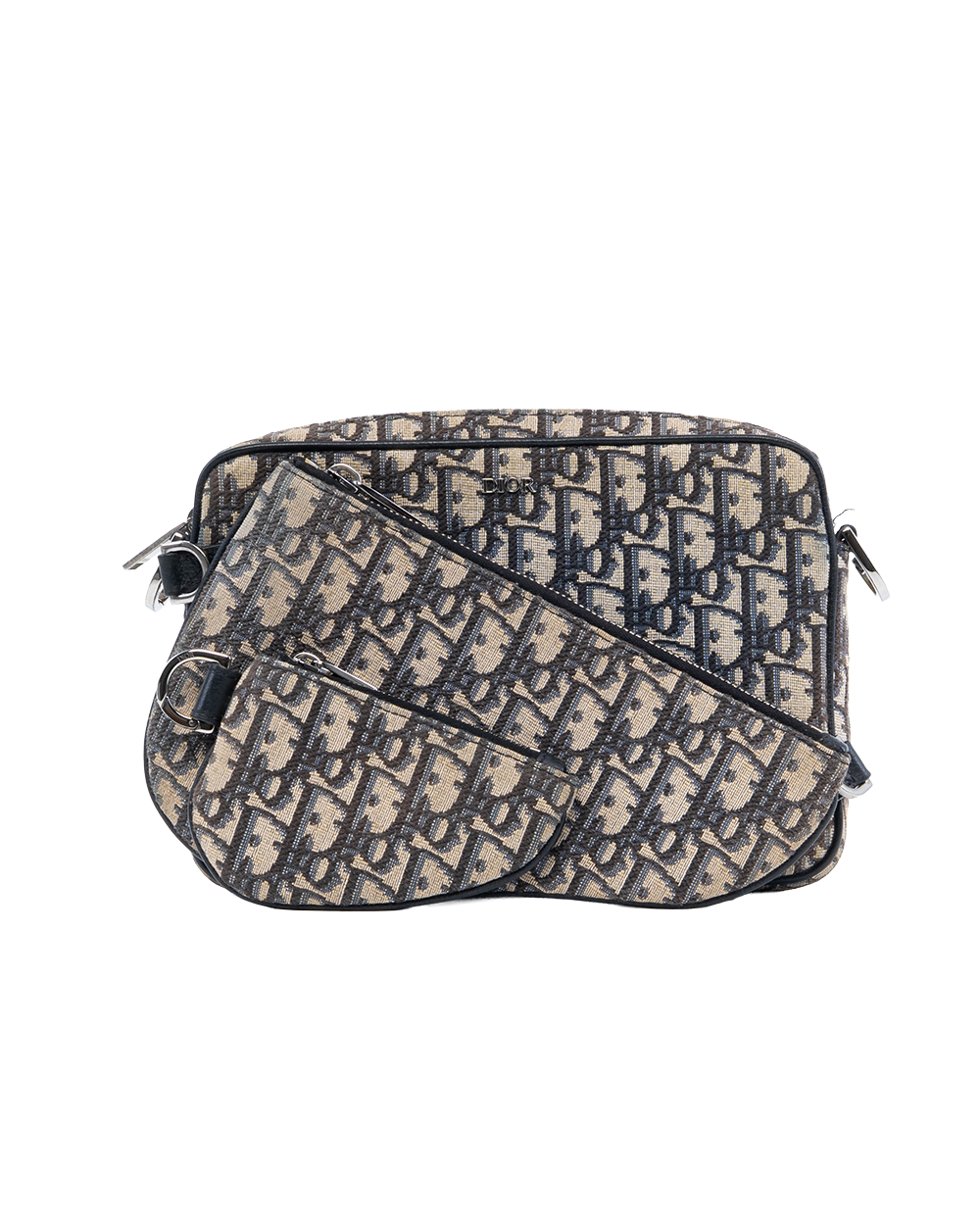 BA254038 DIOR SADDLE TRIPLE POUCH BLUE NAVY OBLIQUE JACUARD SHW 23 BO 0253