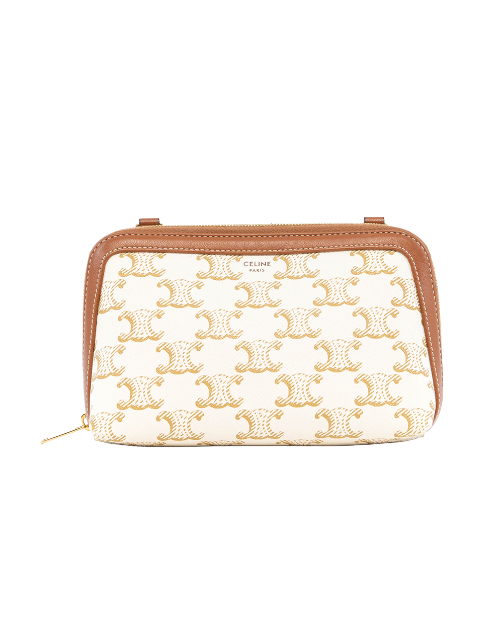 BA254075 CELINE CLUTCH WITH CHAIN WHITE BROWN CANVAS GHW F IF 1261