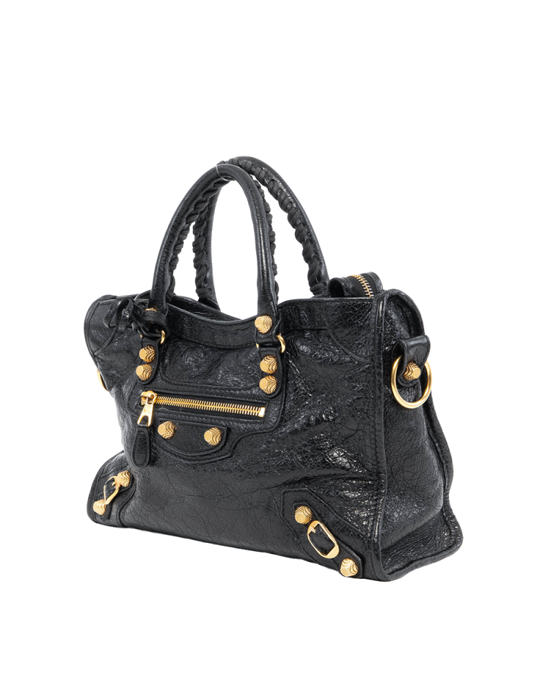 BALENCIAGA CITY CLASSIC SMALL BLACK LAMB GHW 002123 2236