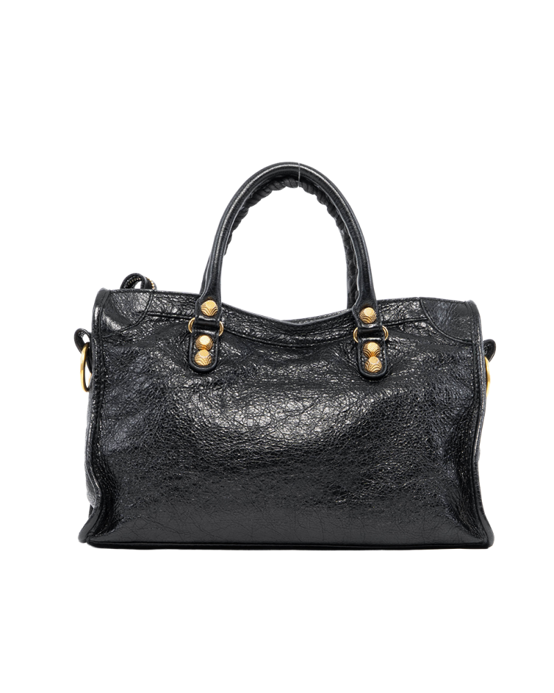 BALENCIAGA CITY CLASSIC SMALL BLACK LAMB GHW 002123 2238