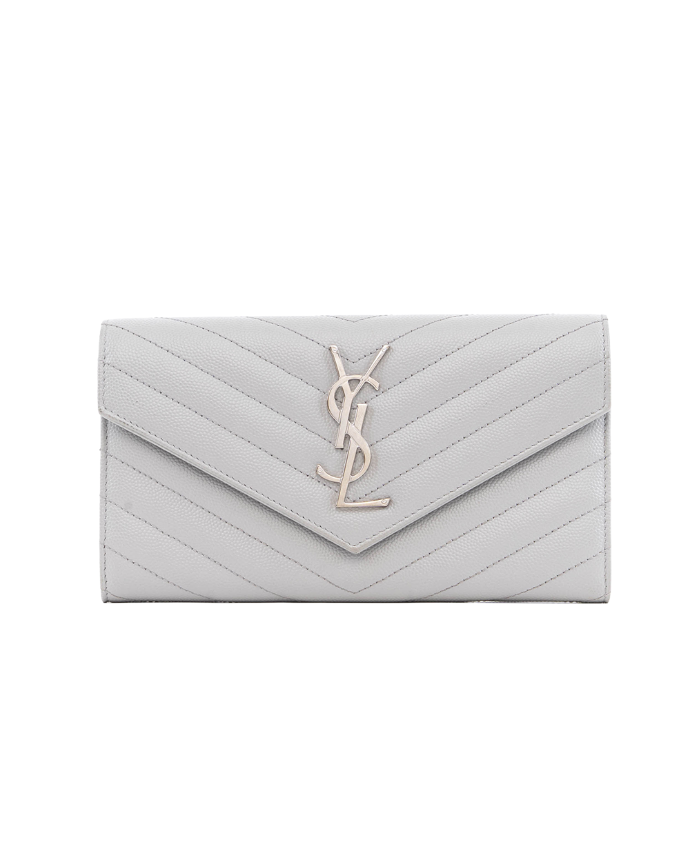 BB254020 YSL SARAH WALLET LONG GRAY CHEVRON SHW GUE372264 0116