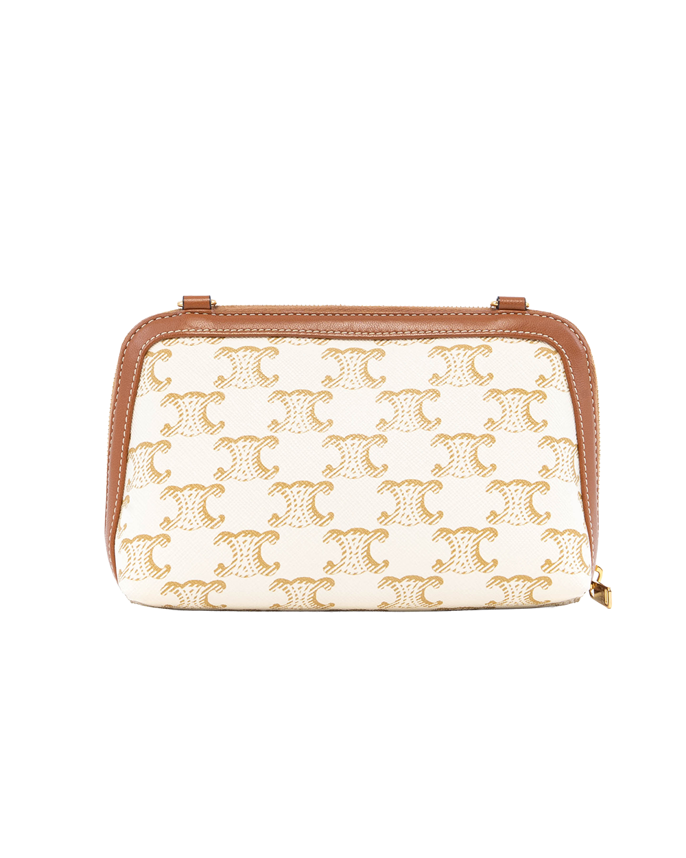 CELINE CLUTCH WITH CHAIN WHITE BROWN CANVAS GHW F IF 1261 2336