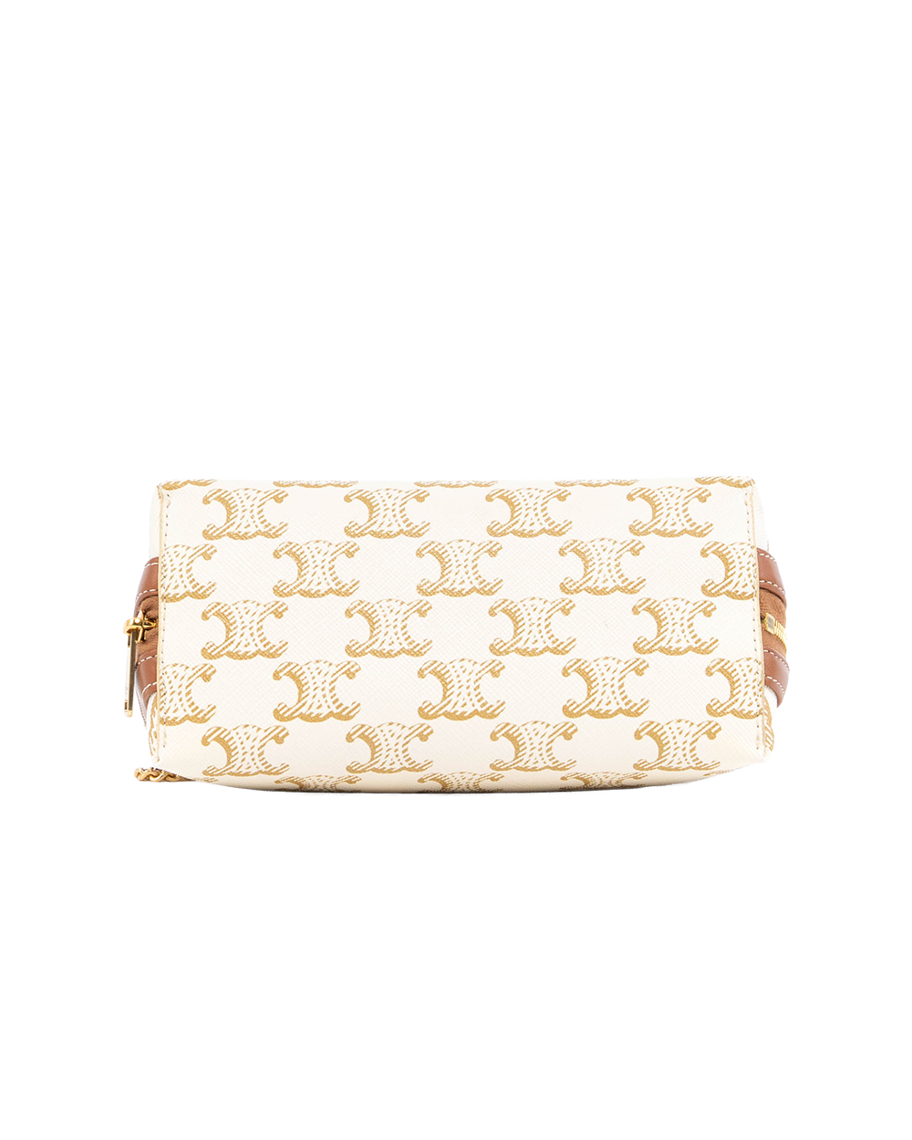 CELINE CLUTCH WITH CHAIN WHITE BROWN CANVAS GHW F IF 1261 2337