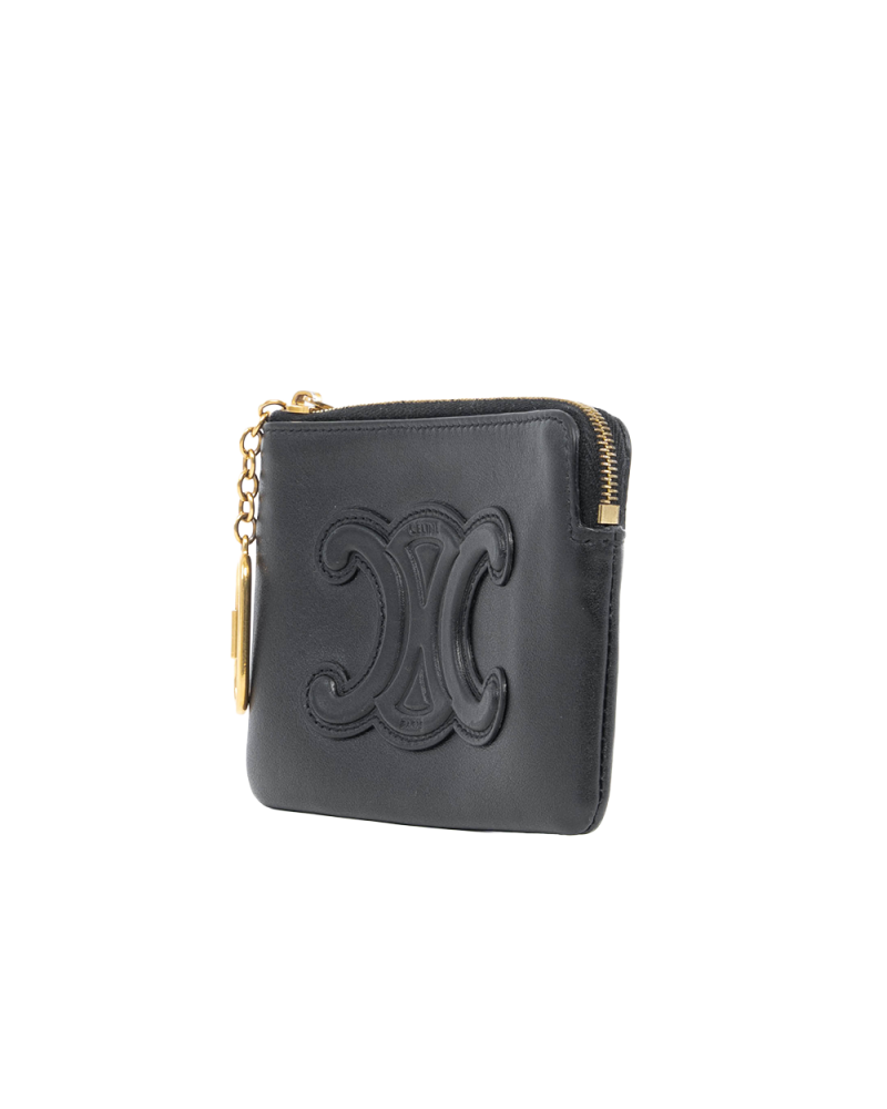 CELINE COIN PURSE CUIR TRIOMPHE BLACK CALF GHW F LE 1262 0222