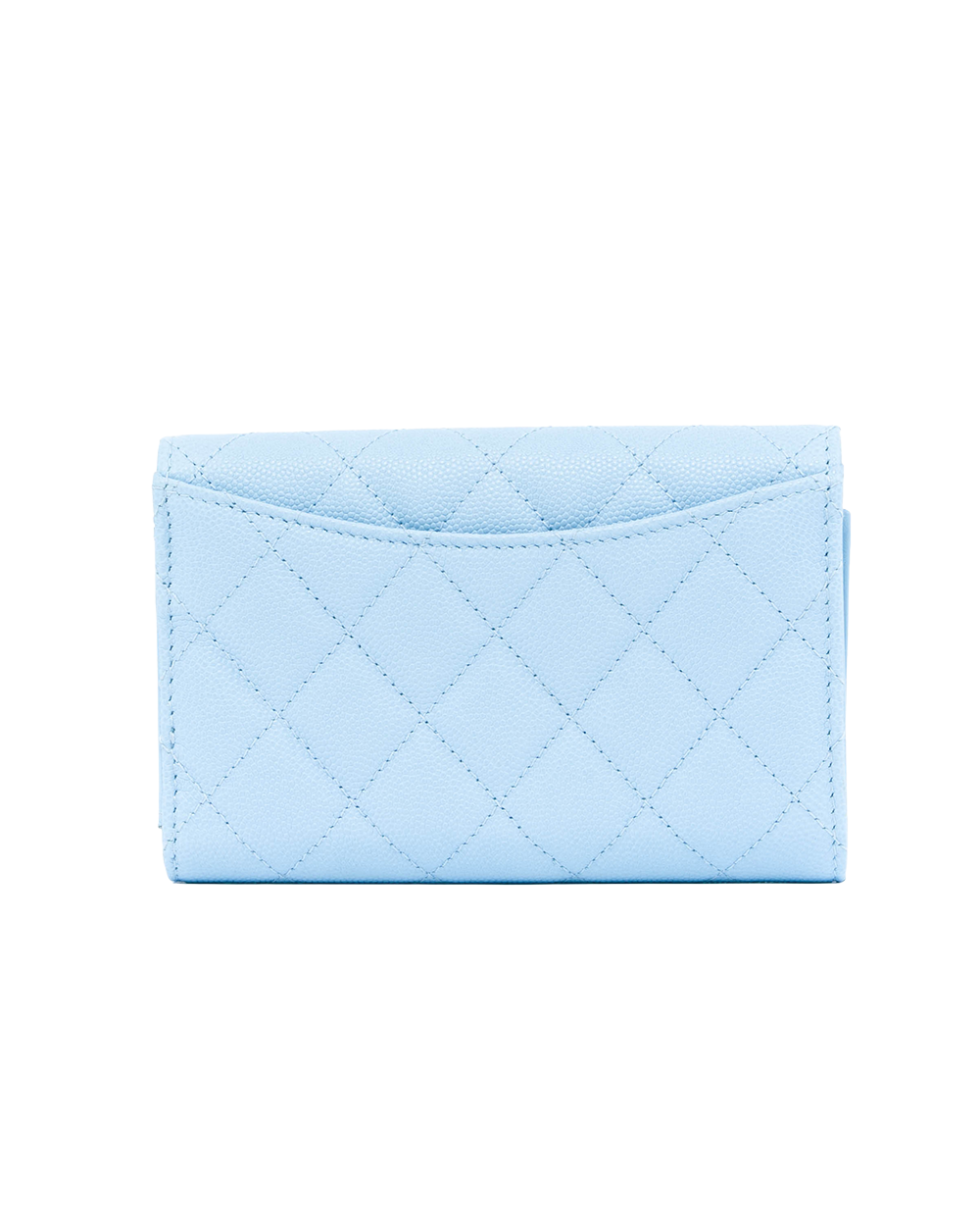 CHANEL TRI FOLD WALLET MEDIUM BLUE BABY BLUE CAVIAR GHW ALKEN903 0257