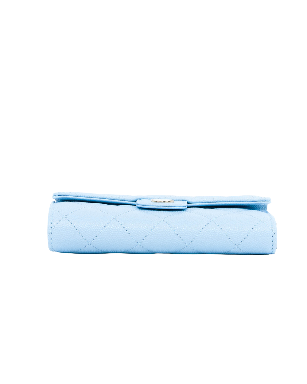 CHANEL TRI FOLD WALLET MEDIUM BLUE BABY BLUE CAVIAR GHW ALKEN903 0258