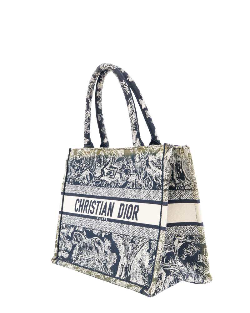 DIOR BOOK TOTE SMALL BLACK JUNKLE WHITE JACQUARD 50 MA 1202 3229