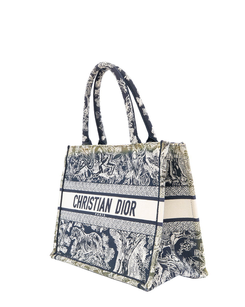 DIOR BOOK TOTE SMALL BLACK JUNKLE WHITE JACQUARD 50 MA 1202 3229