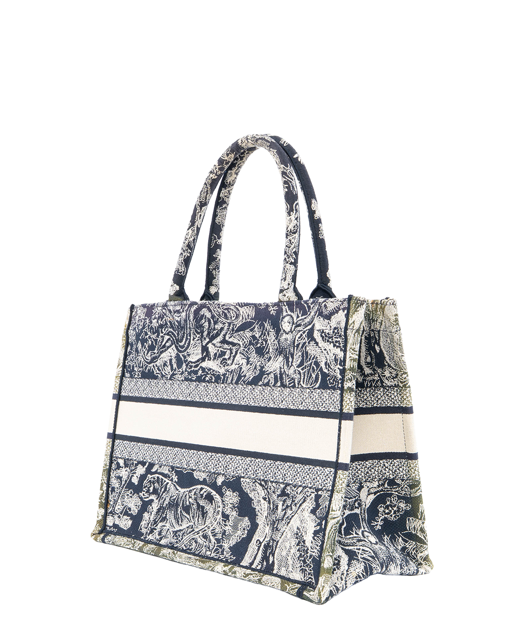DIOR BOOK TOTE SMALL BLACK JUNKLE WHITE JACQUARD 50 MA 1202 3230