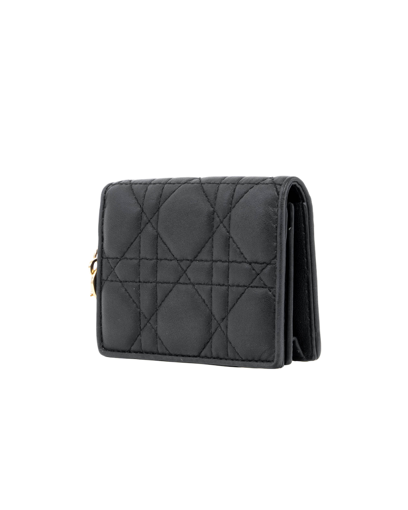 DIOR FLAP CARD HOLDER CANNAGE SHORT BLACK LAMB GHW 33 MA 0232 07766