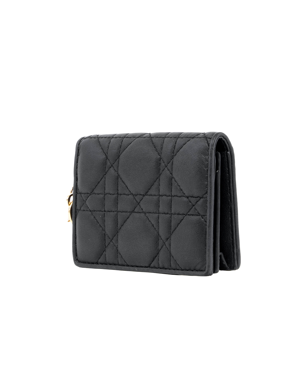 DIOR FLAP CARD HOLDER CANNAGE SHORT BLACK LAMB GHW 33 MA 0232 07766