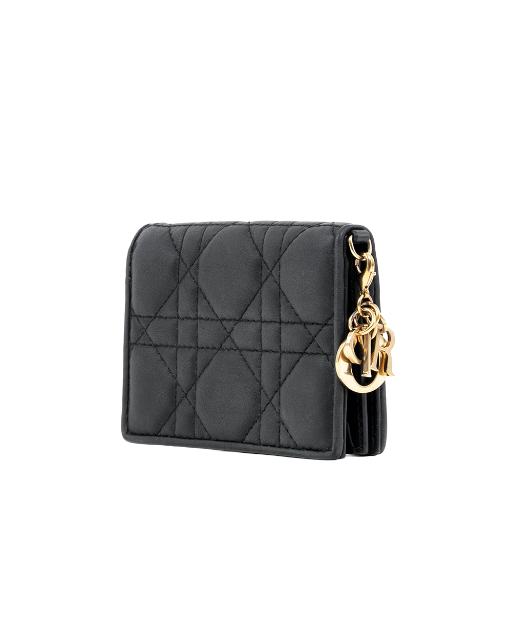 DIOR FLAP CARD HOLDER CANNAGE SHORT BLACK LAMB GHW 33 MA 0232 07767