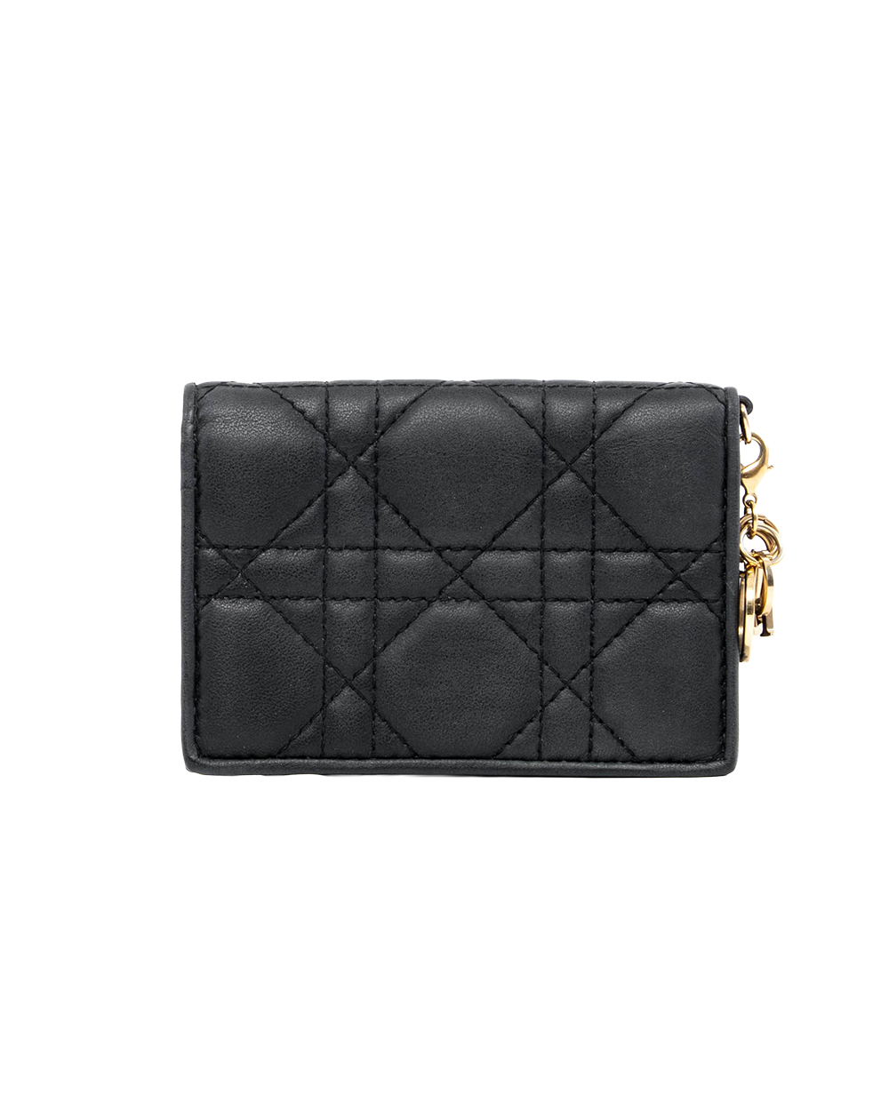 DIOR FLAP CARD HOLDER CANNAGE SHORT BLACK LAMB GHW 33 MA 0232 07768