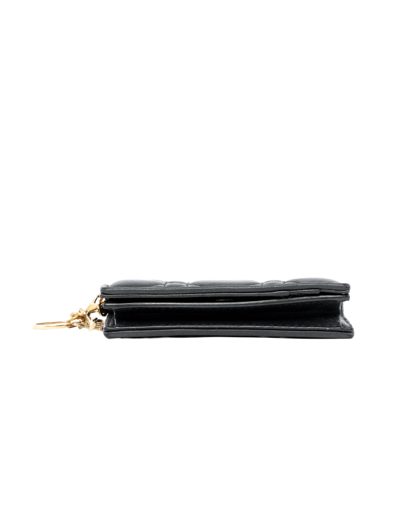 DIOR FLAP CARD HOLDER CANNAGE SHORT BLACK LAMB GHW 33 MA 0232 07769