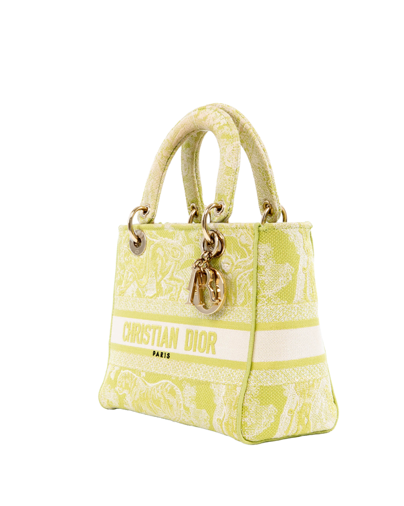 DIOR LADY D LITE SMALL GREEN JACQUARD GHW 50 MA 0231 08161