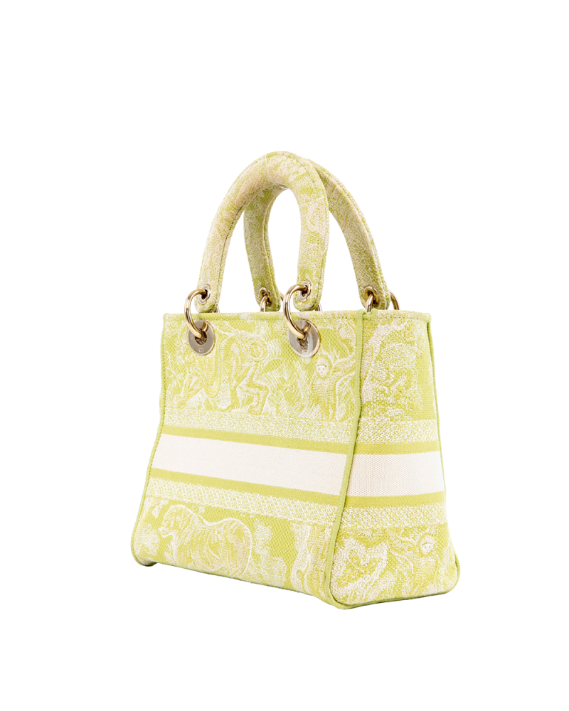 DIOR LADY D LITE SMALL GREEN JACQUARD GHW 50 MA 0231 08162