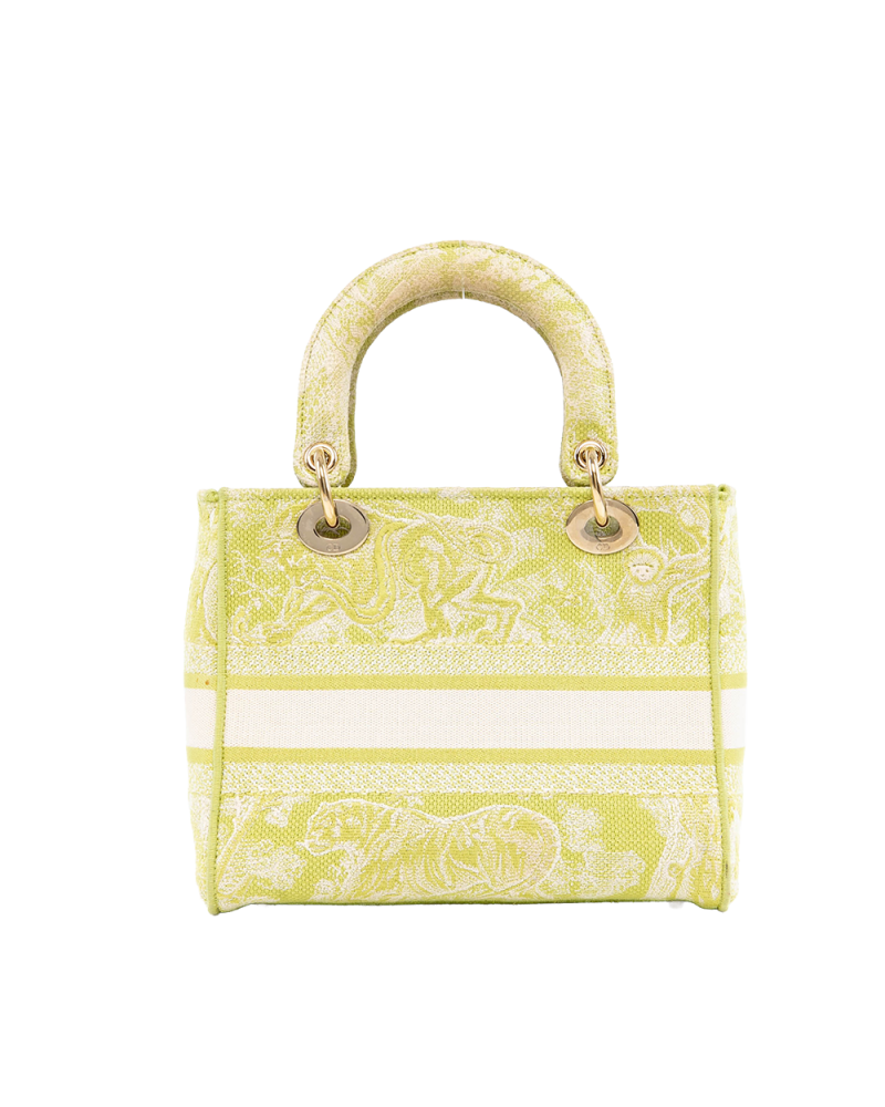 DIOR LADY D LITE SMALL GREEN JACQUARD GHW 50 MA 0231 08163