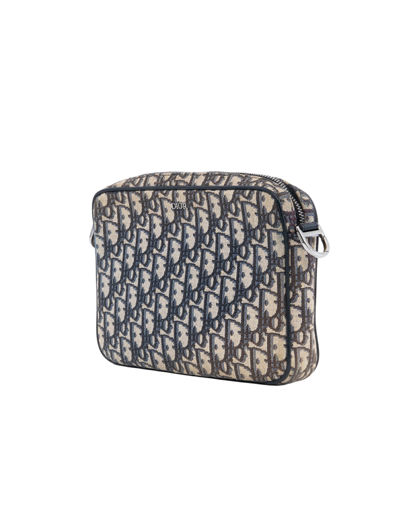 DIOR SADDLE TRIPLE POUCH BLUE NAVY OBLIQUE JACUARD SHW 23 BO 0253 2348