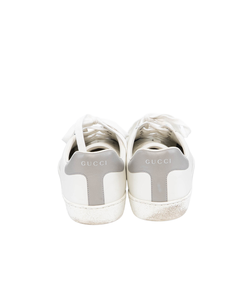 GUCCI ACE SNEAKERS WITH INTERLOCKING G 7 WHITE GRAY LEATHER 1330