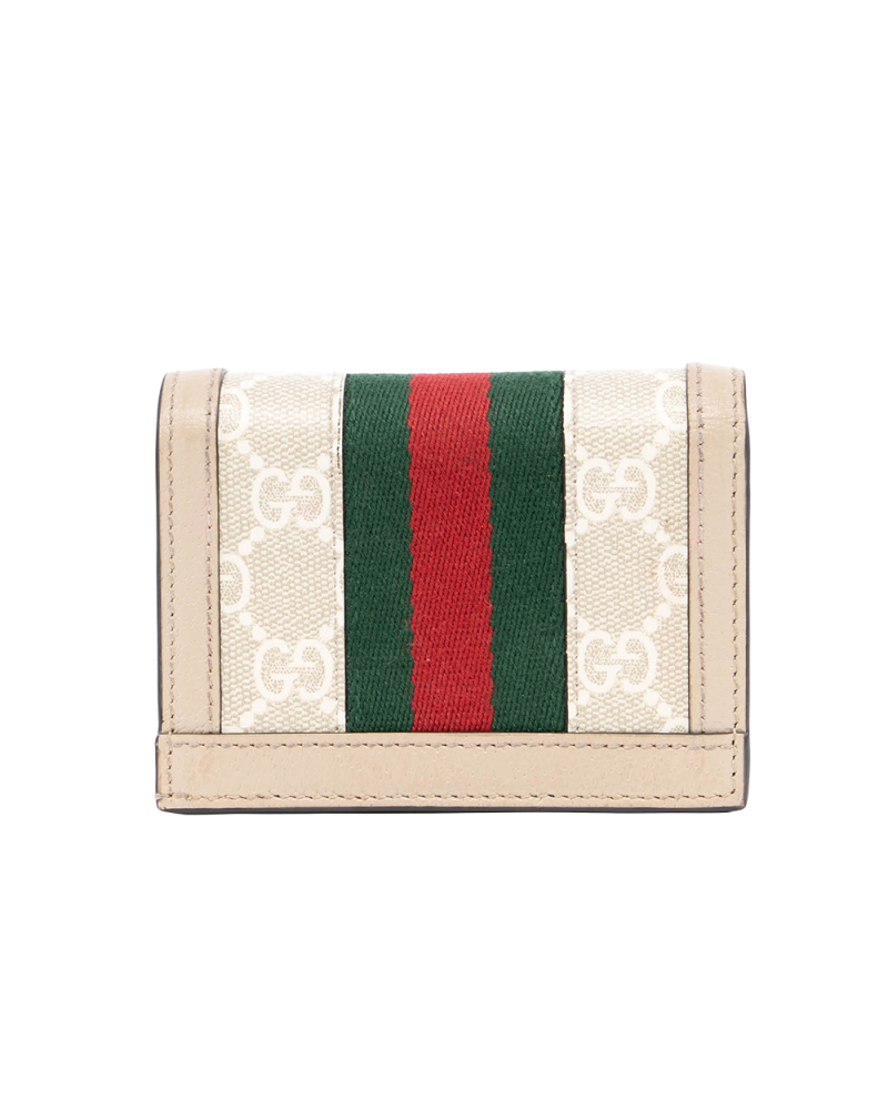 GUCCI BI FOLD WALLET OPHIDIA SHORT BEIGE GG MONOGRAM CANVAS GHW 523155 0416 1271