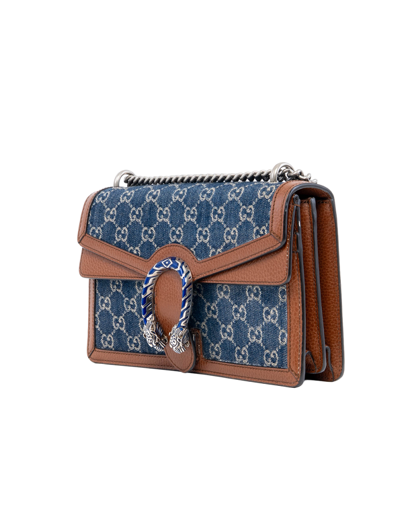 GUCCI DIONYSUS SMALL BLUE BROWN GG MONOGRAM DENIM RHW 400249 520981 08126