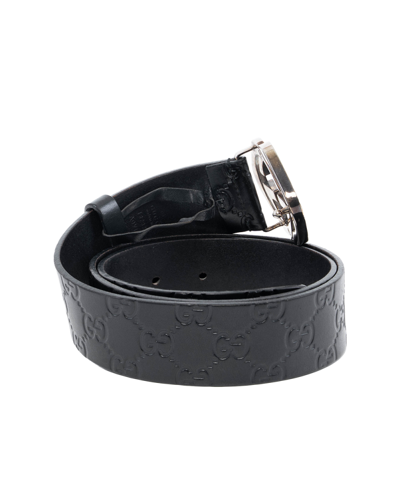 GUCCI GG LOGO BELT 4 CM 85 BLACK GG SUPREME MONOGRAM CALF SHW 182320 A0VIN 525040 1310