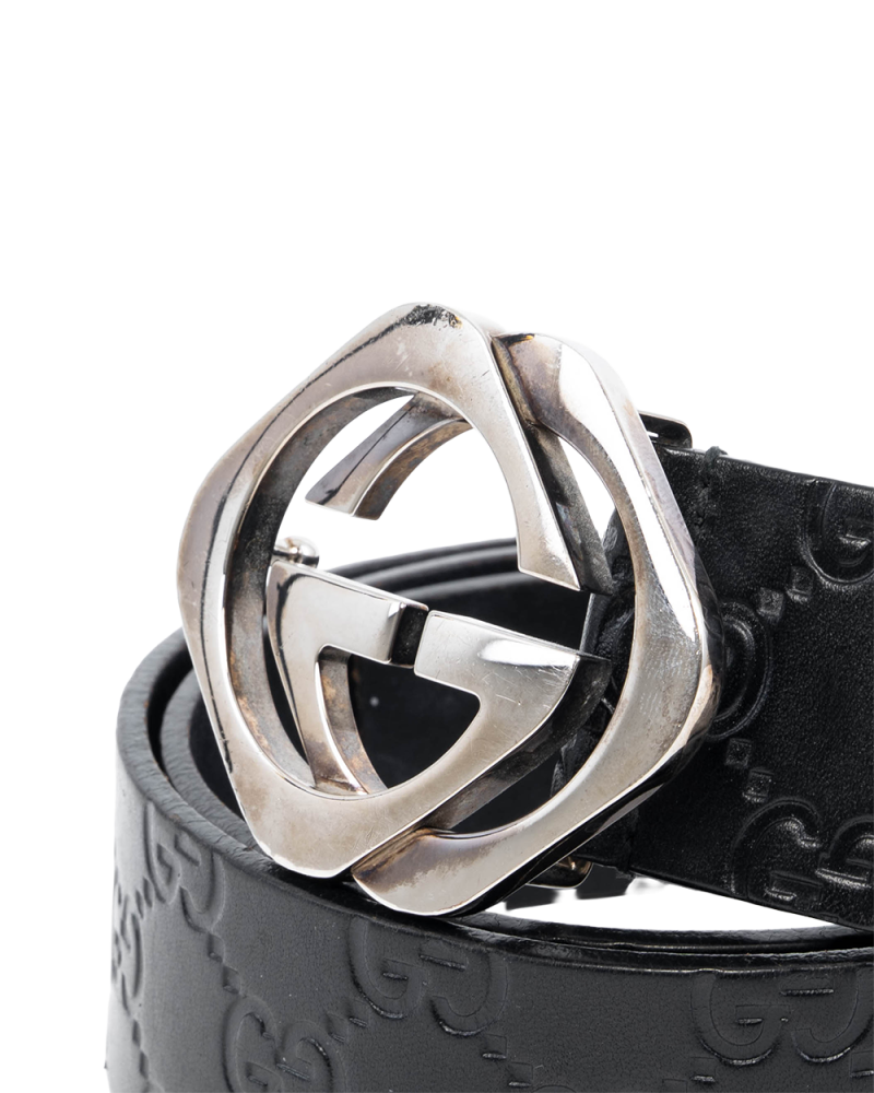 GUCCI GG LOGO BELT 4 CM 85 BLACK GG SUPREME MONOGRAM CALF SHW 182320 A0VIN 525040 1312