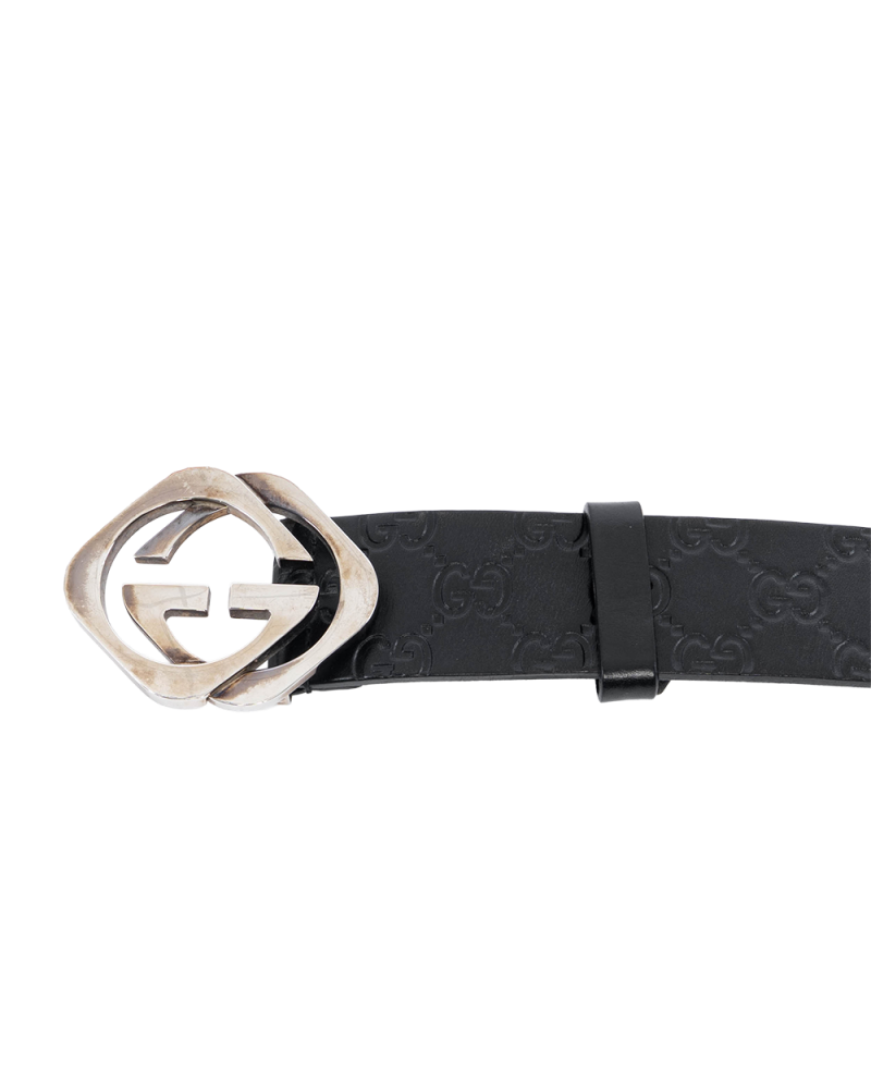 GUCCI GG LOGO BELT 4 CM 85 BLACK GG SUPREME MONOGRAM CALF SHW 182320 A0VIN 525040 1314