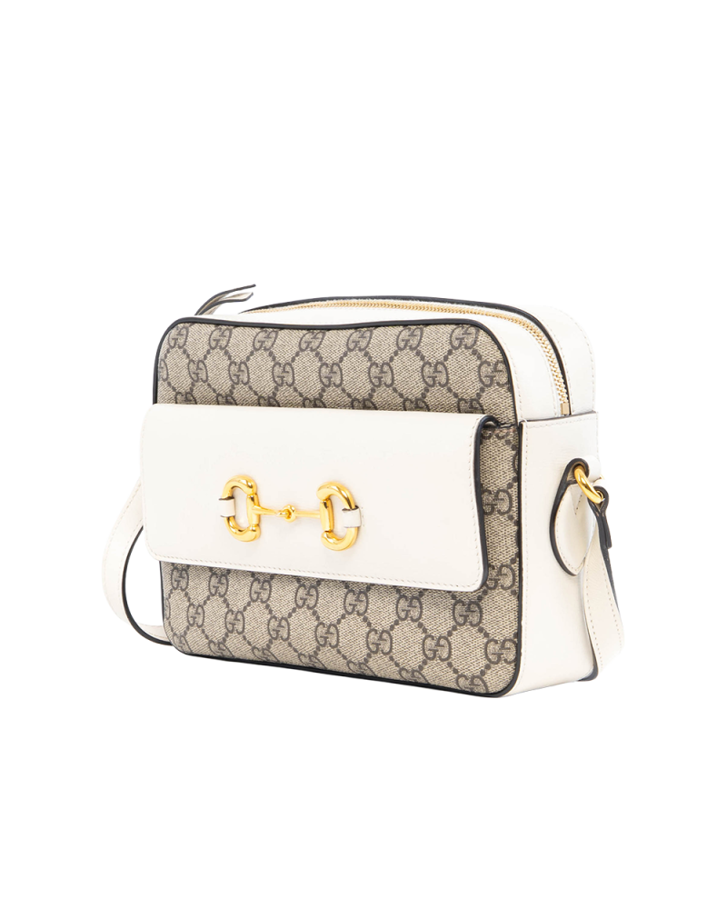 GUCCI HORSEBIT 1955 CAMERA WHITE GG MONOGRAM CANVAS GHW 645457 498879 0101
