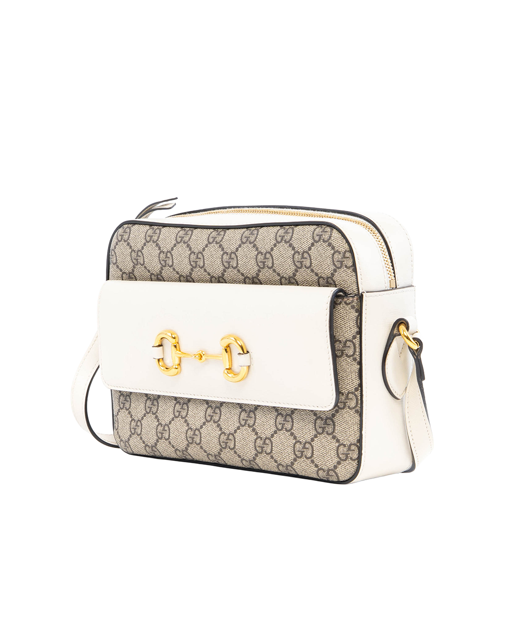 GUCCI HORSEBIT 1955 CAMERA WHITE GG MONOGRAM CANVAS GHW 645457 498879 0101