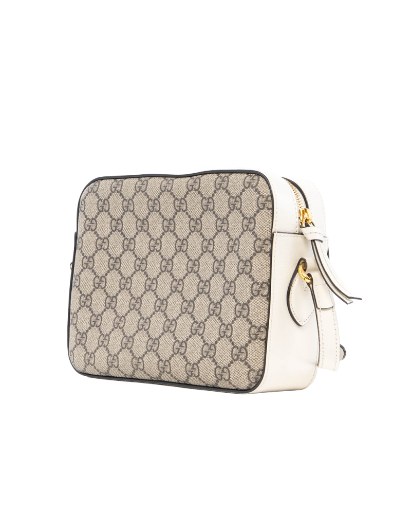 GUCCI HORSEBIT 1955 CAMERA WHITE GG MONOGRAM CANVAS GHW 645457 498879 0102