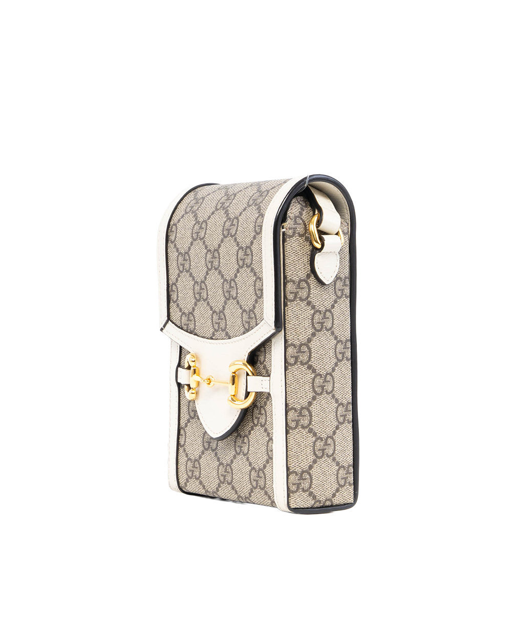 GUCCI HORSEBIT 1955 PHONE WHITE GG MONOGRAM CANVAS GHW 625615 0416 0178