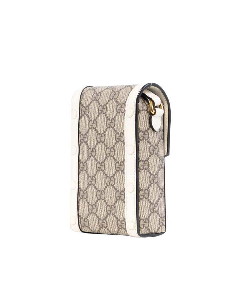 GUCCI HORSEBIT 1955 PHONE WHITE GG MONOGRAM CANVAS GHW 625615 0416 0179