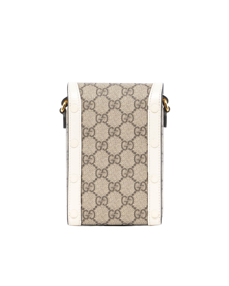 GUCCI HORSEBIT 1955 PHONE WHITE GG MONOGRAM CANVAS GHW 625615 0416 0180