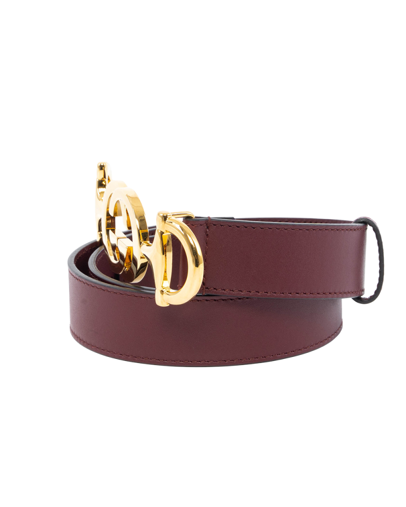 GUCCI LEATHER BELT 75 RED BURGANDY LEATHER GHW 550122 525040 0300