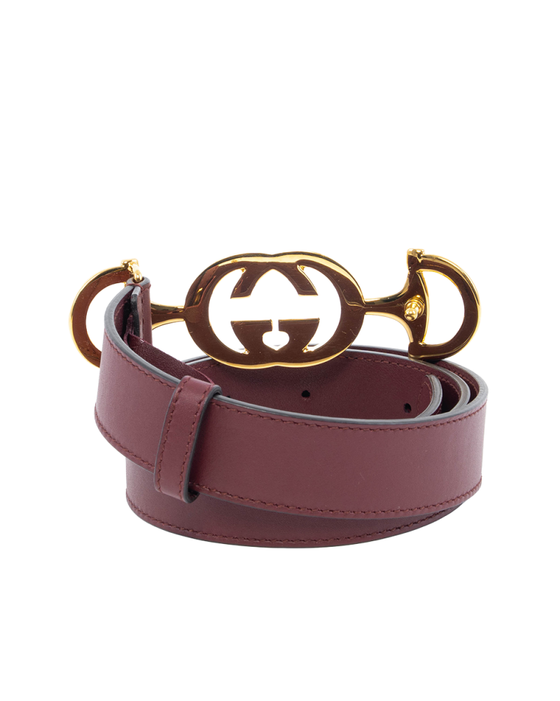 GUCCI LEATHER BELT 75 RED BURGANDY LEATHER GHW 550122 525040 0302