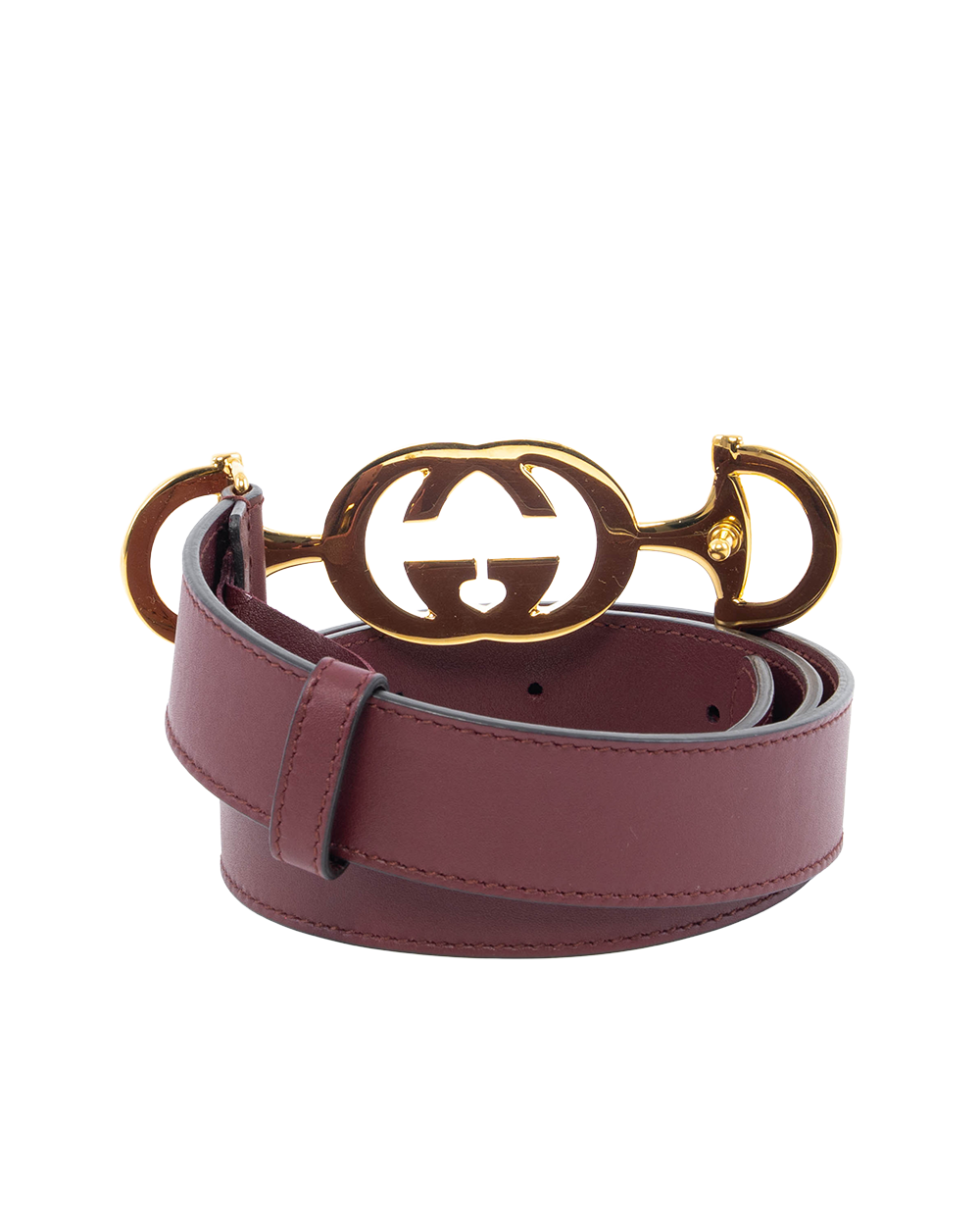 GUCCI LEATHER BELT 75 RED BURGANDY LEATHER GHW 550122 525040 0302